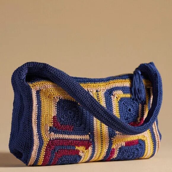 By Anthropologie Crochet Shoulder Bag NWOT - Picture 2 of 10